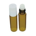 roller fles amber bruin glas dop wit roll on inzet pp kunststof