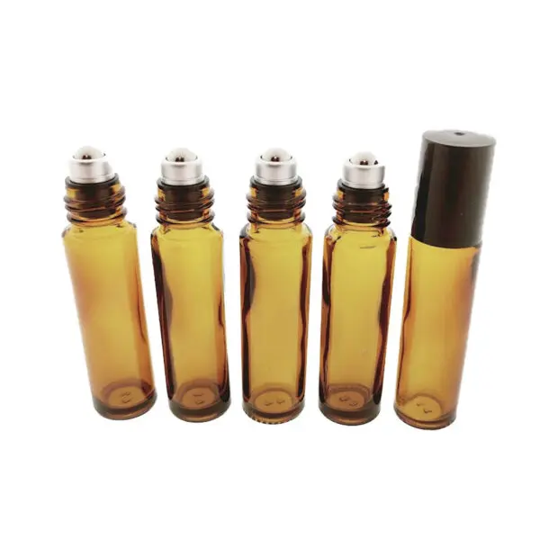 Roller flesjes 10ml dik amber bruin glas parfumroller inzet rvs