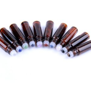 Roller flesjes edelstenen bruin glas 10ml essentiële olie parfumrollers