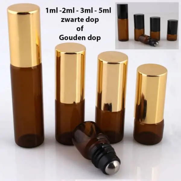 Roller flesjes glas amber bruin lege parfum roll on fles essentiële oliën