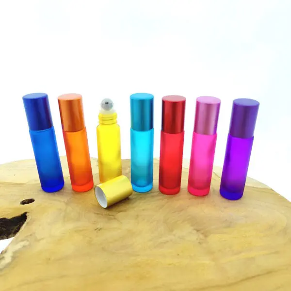 Rollerflesjes 10ml regenboog kleuren parfumrollers dik glas