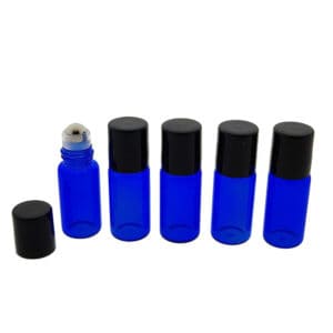 Rollerflesjes 3ml blauw glas zwarte dop lege parfumrollers rvs roller bal