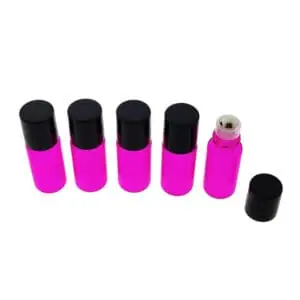 Rollerflesjes 3ml roze glas zwarte dop lege parfumrollers rvs roller bal
