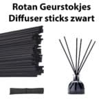 Rotan geurstokjes lang - diffuser stokjes riet navulling refill sticks zwart