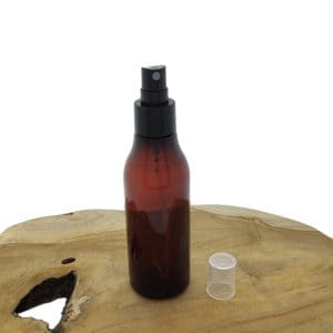 Spray verstuiver fles amber bruin 150ml kunststof pet fles spraydop zwart