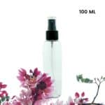 Sprayflesje 100ml PET fles transparant verstuiver spraydop zwart glans