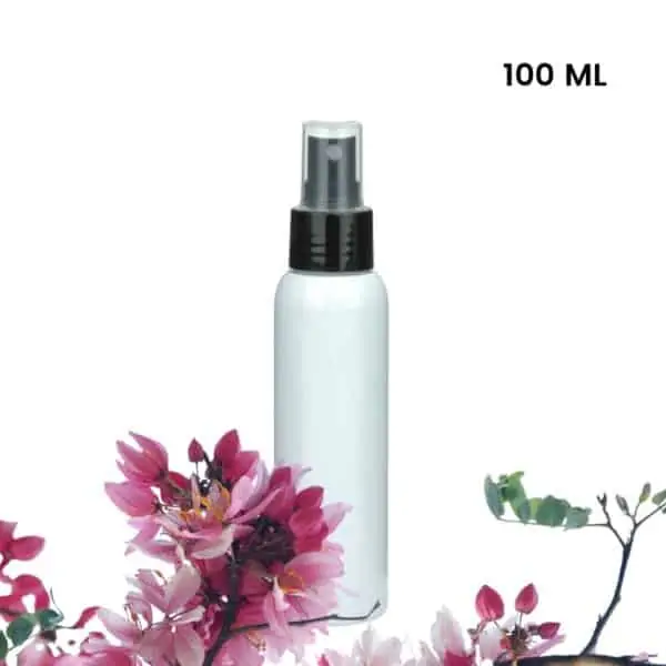 Sprayflesje 100ml PET fles wit verstuiver spraydop zwart glans