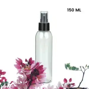 Sprayflesje 150ml pet fles transparant verstuiver spraydop zwart