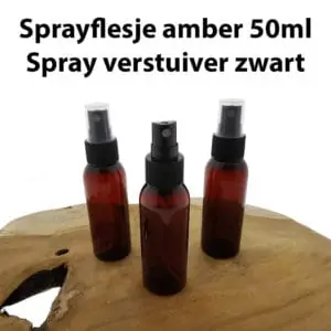 Sprayflesje pet amber 50ml kunststof fles bruin spray pomp verstuiver zwart