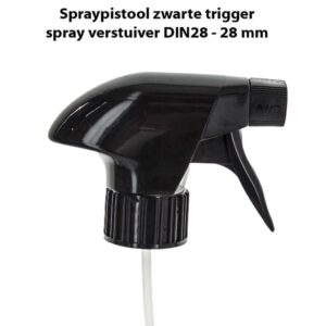 Spraypistool zwarte spuit trigger spray verstuiver spuitpistool fleshals DIN28 28 mm