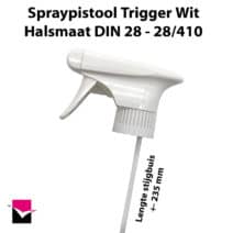 Spraypistool witte spray trigger spuitpistool fleshals DIN28 - 28 mm