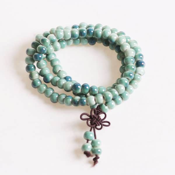 Tibetaanse armband Porselein Mala kralen ketting licht groen