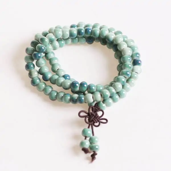 Tibetaanse armband Porselein Mala kralen ketting licht groen