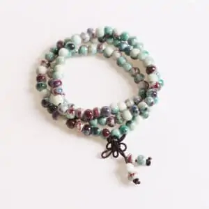Tibetaanse armband Porselein Mala kralen ketting rood groen