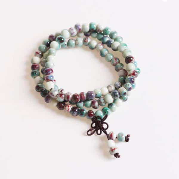 Tibetaanse armband Porselein Mala kralen ketting rood groen