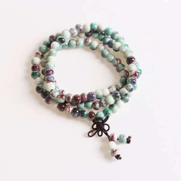 Tibetaanse armband Porselein Mala kralen ketting rood groen