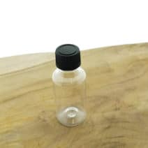 Transparant pet flesje 30 ml dop zwart din18 18/410