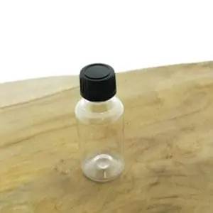 Transparant pet flesje 30 ml dop zwart din18 18/410