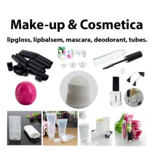 Make-up & Cosmetica verpakkingen, lipgloss tubes, lippenbalsem sticks, mascara rollers, nagellak, deodorant, tubes
