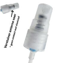 Verstuiver transparant Spray dop contactloze externe veer DIN18 - 18 mm