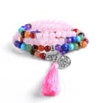 Wikkelarmband Rozenkwarts natuurstenen armband chakra reiki yoga