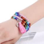 Wikkelarmband Rozenkwarts natuurstenen armband chakra reiki yoga