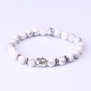 Witte howliet kralen armband Boeddha