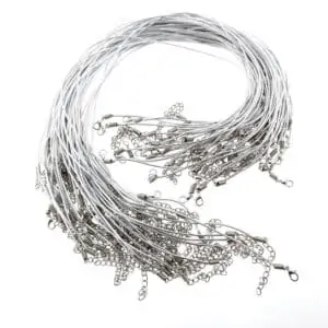 Zilveren halsketting wax koord + verlengketting 45cm