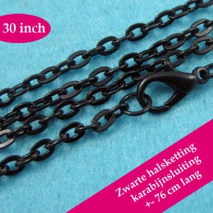 Zwarte halsketting losse kabel ketting karabijnsluiting